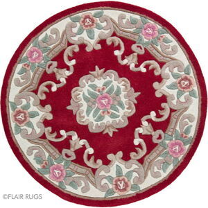 Červený vlněný koberec Flair Rugs Aubusson, ⌀ 120 cm