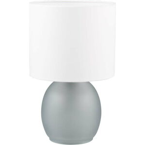 Stolní lampa v bílé a stříbrné barvě s textilním stínidlem (výška 29 cm) Vela – Trio