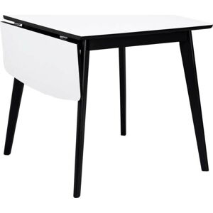 Černobílý jídelní stůl se sklápěcí deskou Rowico Olivia, délka 80 + 30 cm