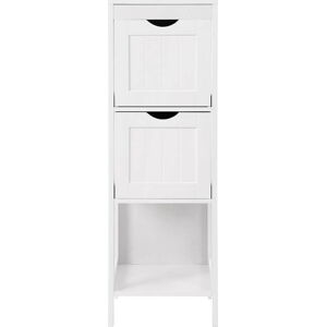 Bílá koupelnová skříňka se 2 zásuvkami Songmics, výška 89 cm
