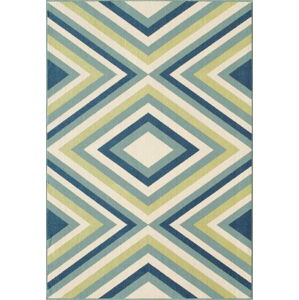 Modro-zelený venkovní koberec Floorita Rombi, 133 x 190 cm
