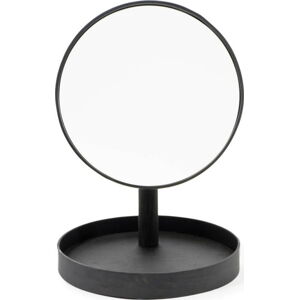 Černé kosmetické zrcadlo s rámem z dubového dřeva Wireworks Look, ø 25 cm