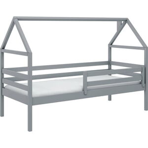 Šedá domečková dětská postel s úložným prostorem 90x190 cm Aron - Lano Meble