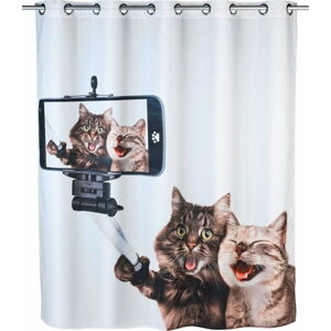 Sprchový závěs s protiplísňovou povrchovou úpravou Wenko Selfie Cat, 180 x 200 cm