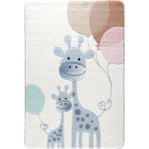 Dětský světle modrý koberec Confetti Happy Giraffe, 133 x 190 cm