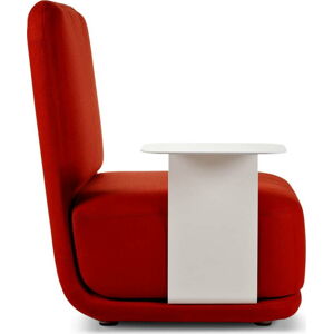 Červené křeslo s bílým kovovým stolkem Softline Standby High + Side Table
