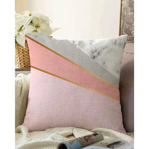 Růžovo-šedý povlak na polštář s příměsí bavlny Minimalist Cushion Covers Marble, 55 x 55 cm