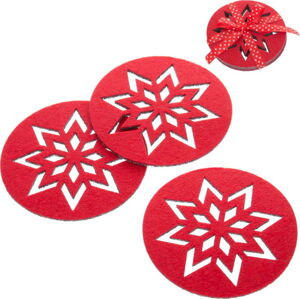Sada 4 červených vánočních tácků Unimasa Snowflake