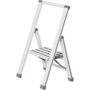 Bílé skládací schůdky Wenko Ladder Alu, výška 74 cm