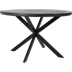 Černý kulatý jídelní stůl s deskou z akácie ø 140 cm Yellov – Light & Living