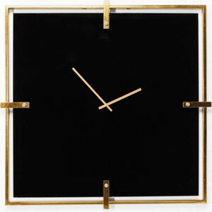 Černé nástěnné hodiny s rámem ve zlaté barvě Kare Design Black Mamba
