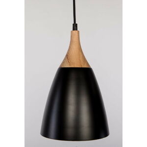 Černé závěsné svítidlo z dubového dřeva a oceli Nørdifra Beta, ⌀ 19 cm