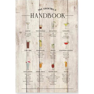 Dřevěná cedule 40x60 cm Cocktails Handbook - Really Nice Things