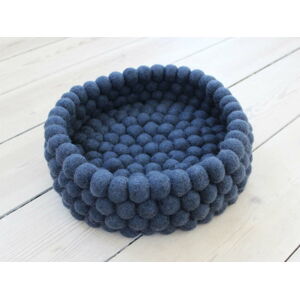 Tmavě modrý kuličkový vlněný úložný košík Wooldot Ball Basket, ⌀ 28 cm