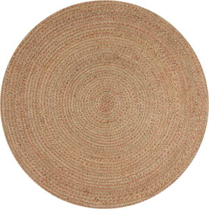 Jutový kulatý koberec v lososovo-přírodní barvě 180x180 cm Capri – Flair Rugs