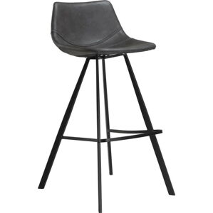 Šedá barová židle z eko kůže s černým kovovým podnožím DAN–FORM Denmark Pitch, výška 98 cm