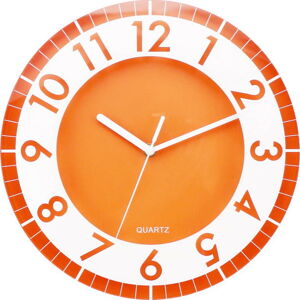Oranžové nástěnné hodiny Postershop Moderna, ø 30 cm
