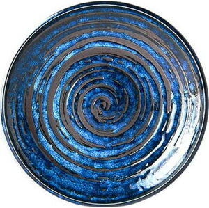 Modrý keramický talíř MIJ Copper Swirl, ø 20 cm