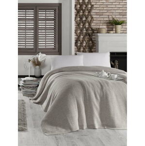 Šedobéžový přehoz přes postel s příměsí bavlny Homemania Decor Silvi, 220 x 240 cm