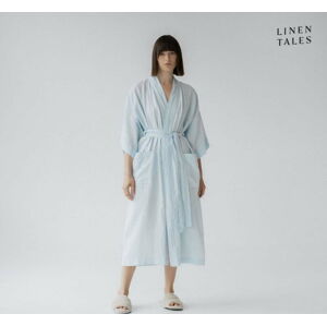 Světle modrý lněný župan velikost L/XL Summer – Linen Tales