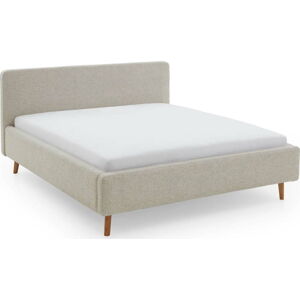 Béžová čalouněná dvoulůžková postel s úložným prostorem s roštem 160x200 cm Mattis – Meise Möbel