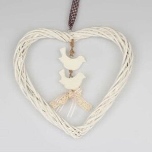 Bílá závěsná ratanová dekorace Dakls Heart Small