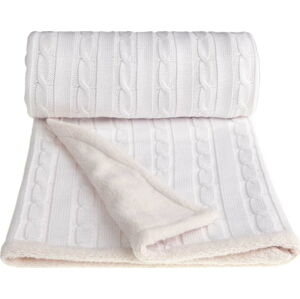 Bílá pletená dětská deka s podílem bavlny T-TOMI Winter, 80 x 100 cm