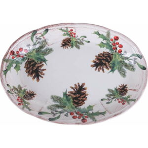 Keramický vánoční servírovací talíř Villa d'Este Ortisei, 27,5 x 45 cm