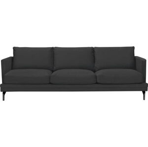 Tmavě šedá trojmístná pohovka s podnožím v černé barvě Windsor & Co Sofas Jupiter
