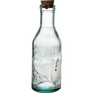Skleněná láhev z recyklovaného skla na mléko Ego Dekor Farma, 1 litr