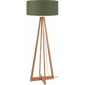 Stojací lampa se zeleným stínidlem a konstrukcí z bambusu Good&Mojo Everest