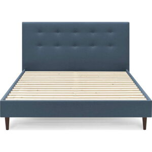 Modrá dvoulůžková postel Bobochic Paris Rory Dark, 160 x 200 cm