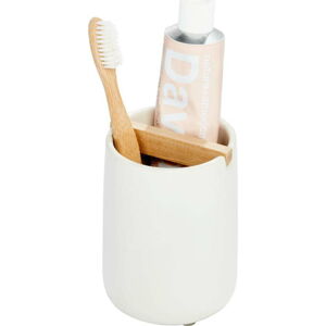 Bílý keramický kelímek na zubní kartáčky iDesign Eco Vanity