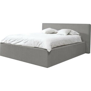 Světle šedá čalouněná dvoulůžková postel s úložným prostorem s roštem 160x200 cm Nihad – Bobochic Paris