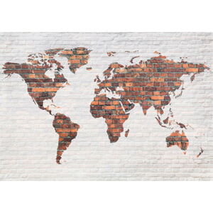 Velkoformátová tapeta Bimago Brick World Map Wall, 400 x 280 cm