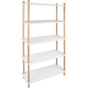 Bílý regál s bambusovými nohami Leitmotiv Cabinet Simplicity