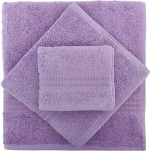 Set 3 fialových ručníků z bavlny a osušky Rainbow