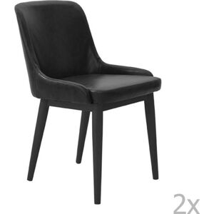 Sada 2 černých kožených jídelních židlí RGE Edgar
