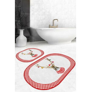 Červeno-bílé textilní koupelnové předložky v sadě 2 ks 60x100 cm – Mila Home