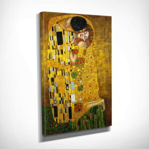 Nástěnná reprodukce na plátně Gustav Klimt The Kiss, 30 x 40 cm