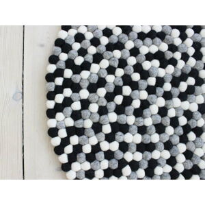 Černo-bílý kuličkový vlněný koberec Wooldot Ball Rugs, ⌀ 90 cm