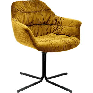 Žlutá židle se sametovým čalouněním Kare Design Swivel