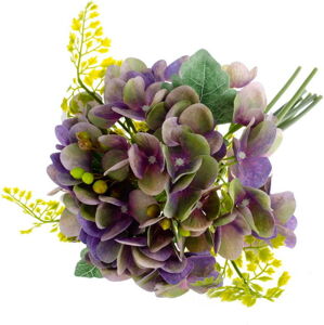 Fialová umělá květina ve stylu hortenzie s kapradím Dakls